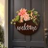Pink Flower Arrangement Welcome Sign with Flowers Front Door Welcome Sign  Porch Hanging Decor
