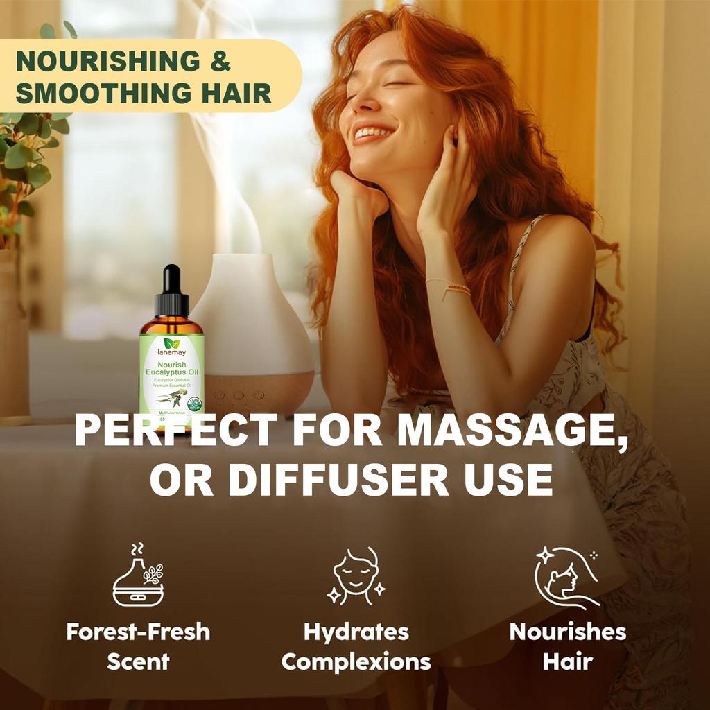 Nourish Eucalyptus Oil-Deep Soothes Skin & Nourishes Hair-Instils Romantic Vibe-Suitable for All Skin Types, 120ml