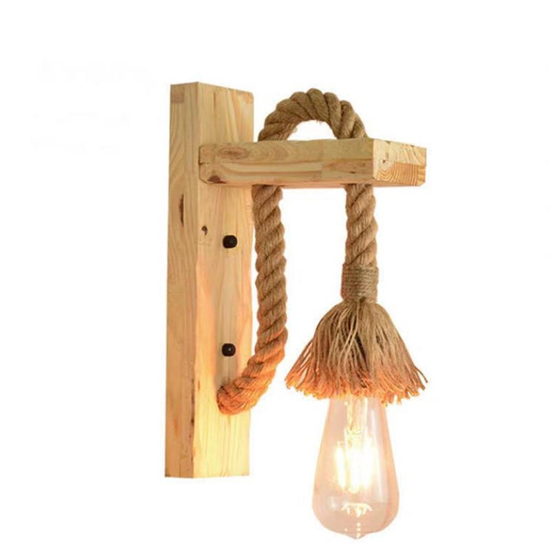 

American Lamps and Lanterns Wooden Art Stairs Creative Pastoral Restaurant Hemp Salvage