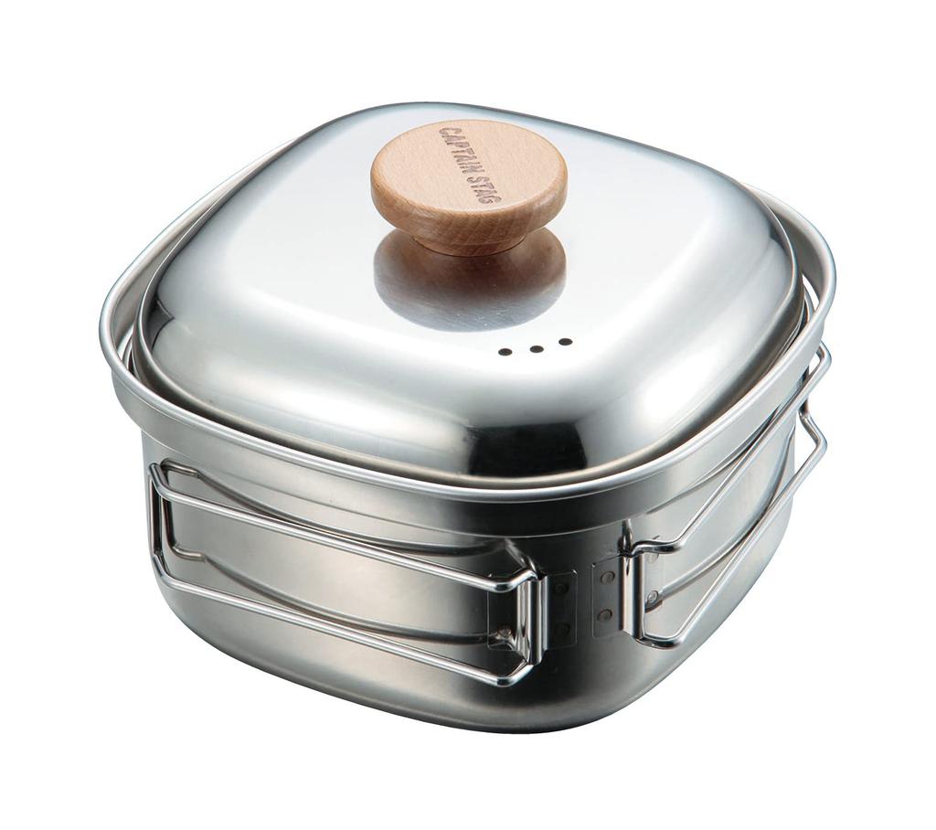 Captain Stag Cooker Stainless Steel Square Ramen Cooker Stainless Steel Made In Japan (CAPTAIN STAG) 1.3L Tsubame-Sanjo UH-4202