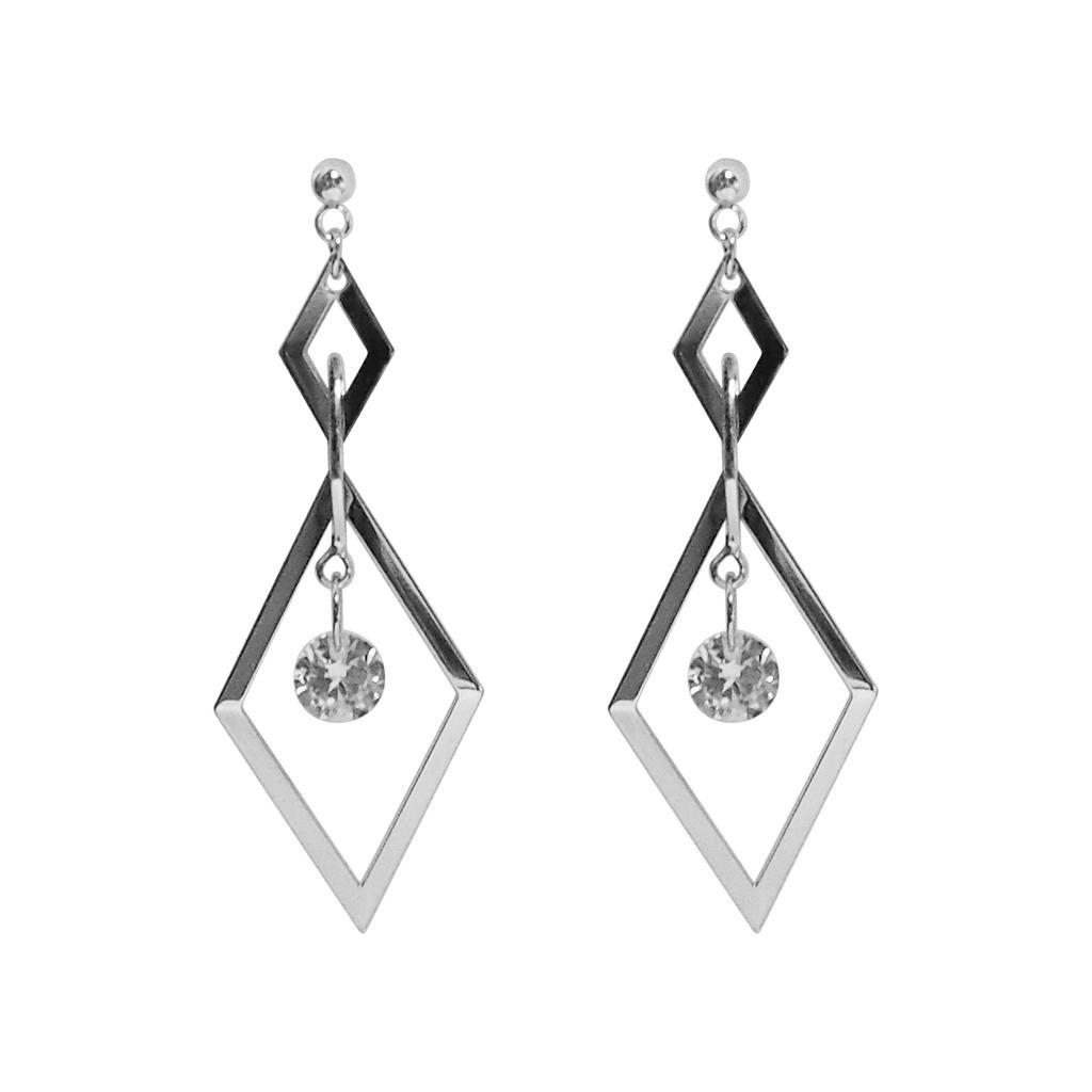 Earrings for Resin Miyabi Grace [Cubic Zirconia] Women, Dangling, Non-Pierced Earrings, Elegant, Adult, Formal, Large, Painless, Crystal, Square,