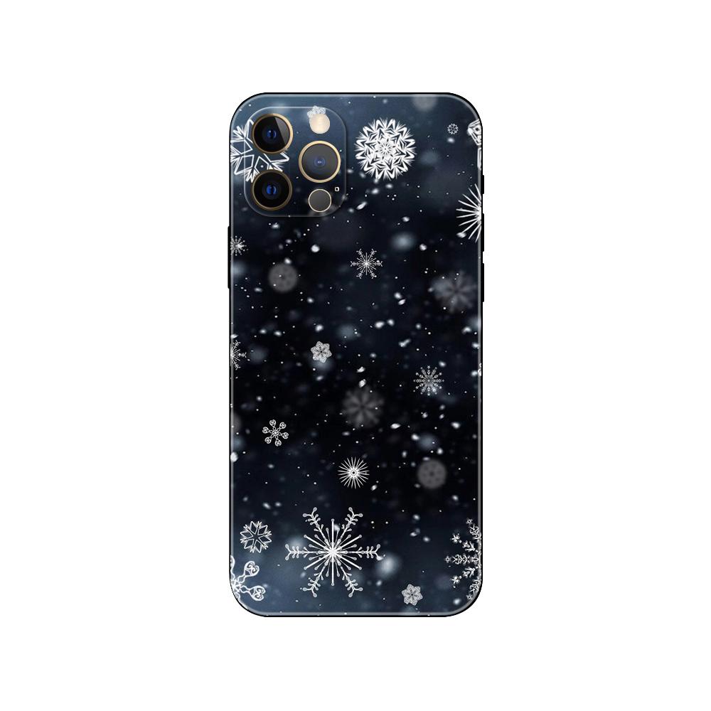 Winter Snowflakes Phone Case for Iphone 5 5s 2020se 6 6s 7 8 Plus X 10 XR XS 11 12 13 Mini Pro MAX Black Tpu Back Cover