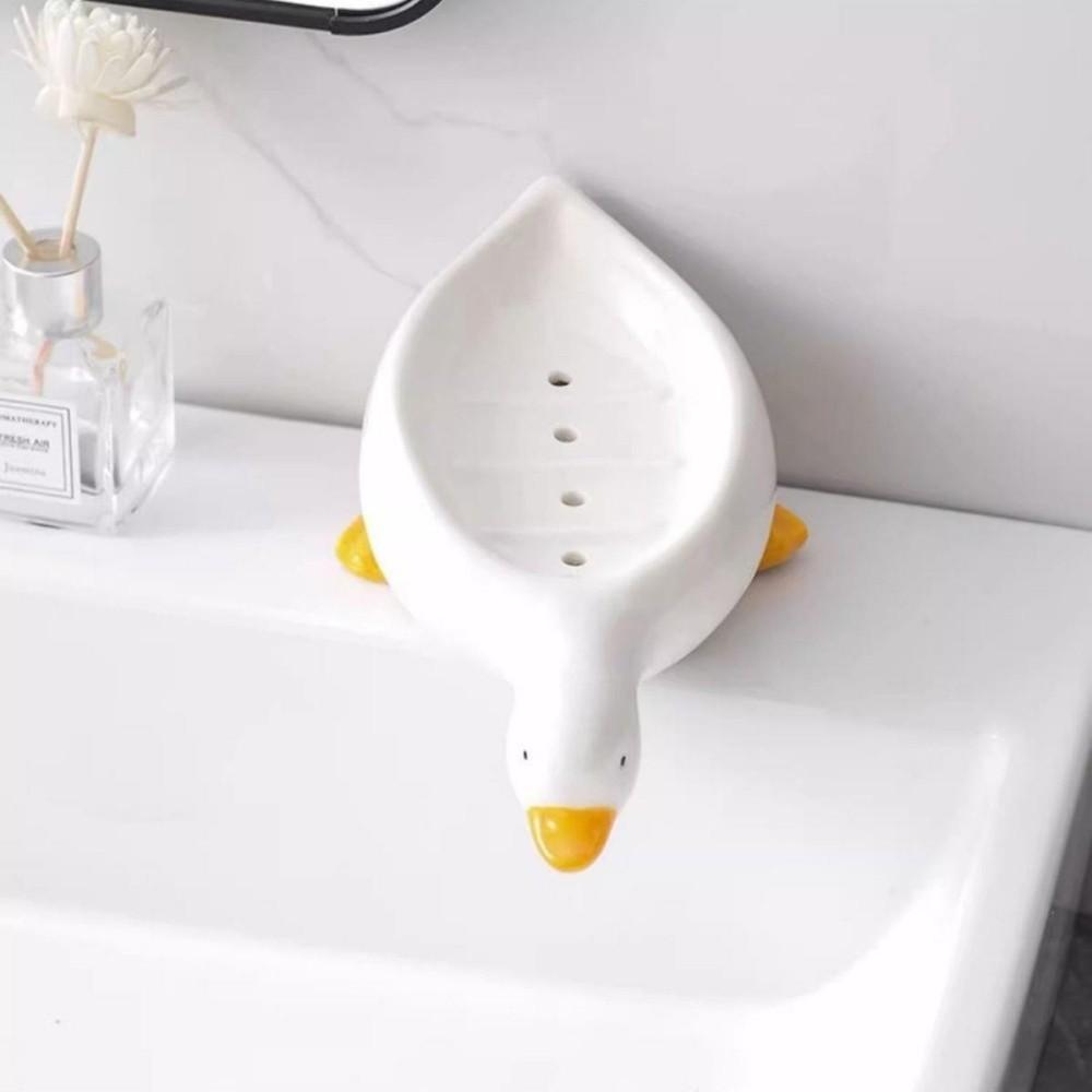 

Cute Little Yellow Duck Shaped Soap Box Toilet Draining Water Sink Soap Storage Boxes білий