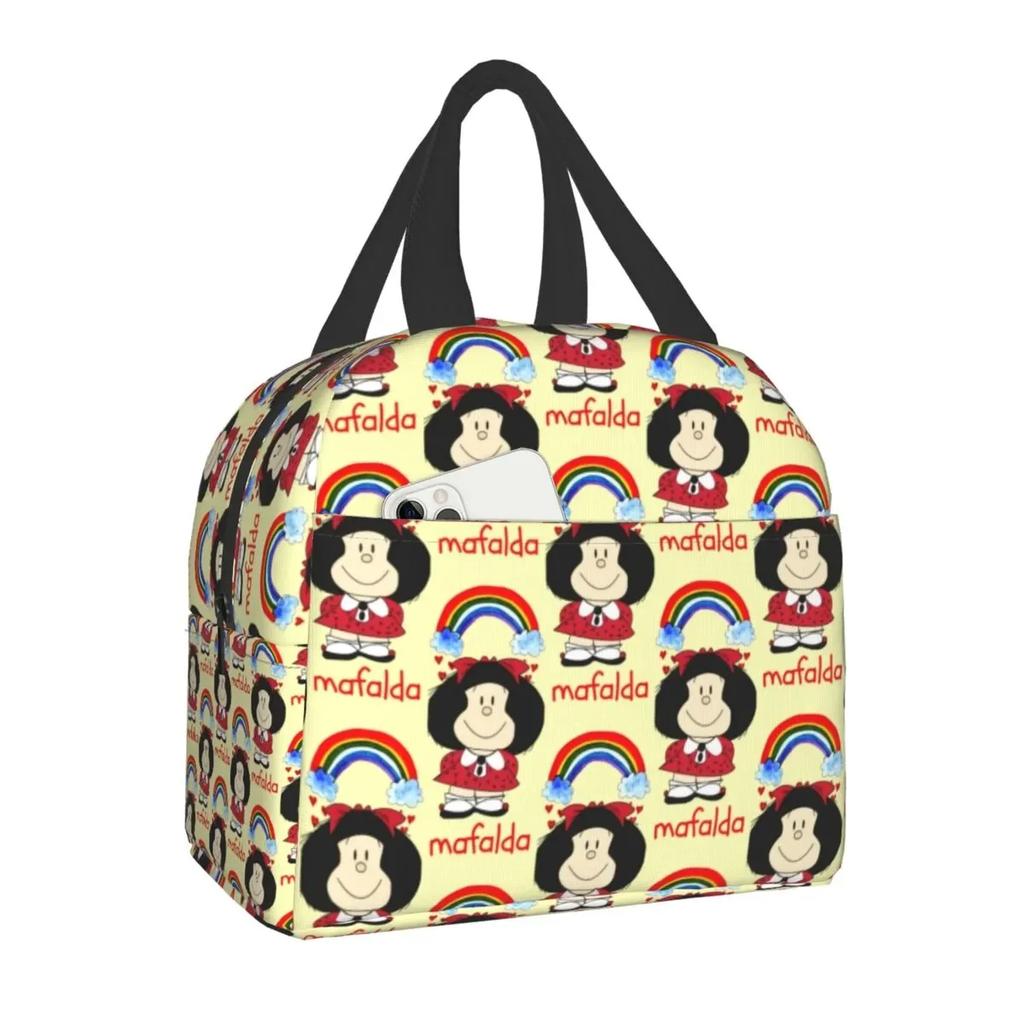 Mafalda Quino Comics Thermal Insulated Lunch Bag Resuable Lunch Box for Women Kids Outdoor Camping Travel Food Storage Bags
