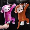 Cute Plush Monkey Hanging Tissue Boxes Animal Napkin Tissue Paper Boxes Holder for Car Home Garden Kitchen Storage