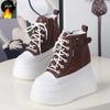 Fashion Small Super High Heel 13cm Frosted Leather High-top Shoes Women's Autumn and Winter New Velvet Muffin Platform Casual Sneakers