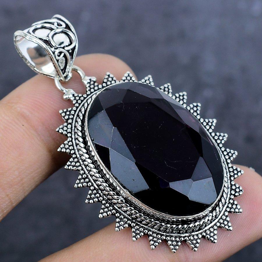 Pendentif en argent sterling 925 avec améthyste naturelle, 5,3 cm, D0E71