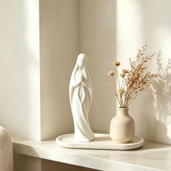Statua della Vergine Maria Stampata 3D Statuetta Religiosa Cattolica di Santa Maria Scultura della Beata Madre per Arredamento Casa