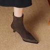 Krazing Pot Flock Autumn Winter Shoes Stiletto Thin High Heels Big Size 40 Modern Boots Pointed Toe Keep Warm Zip Ankle Boots