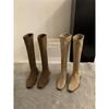 Thick heel pointed head suede thin long boots shoes new season Korean version long boots medium tube knight boots