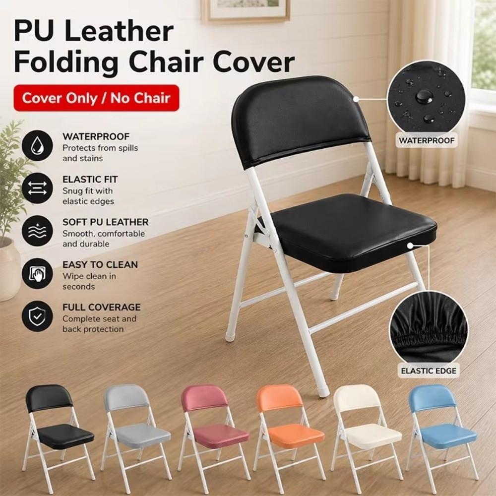 2PCS PU Leather Split Chair Cover Removable Seat and Back Cover Folding Chair Cover Outdoor Wedding