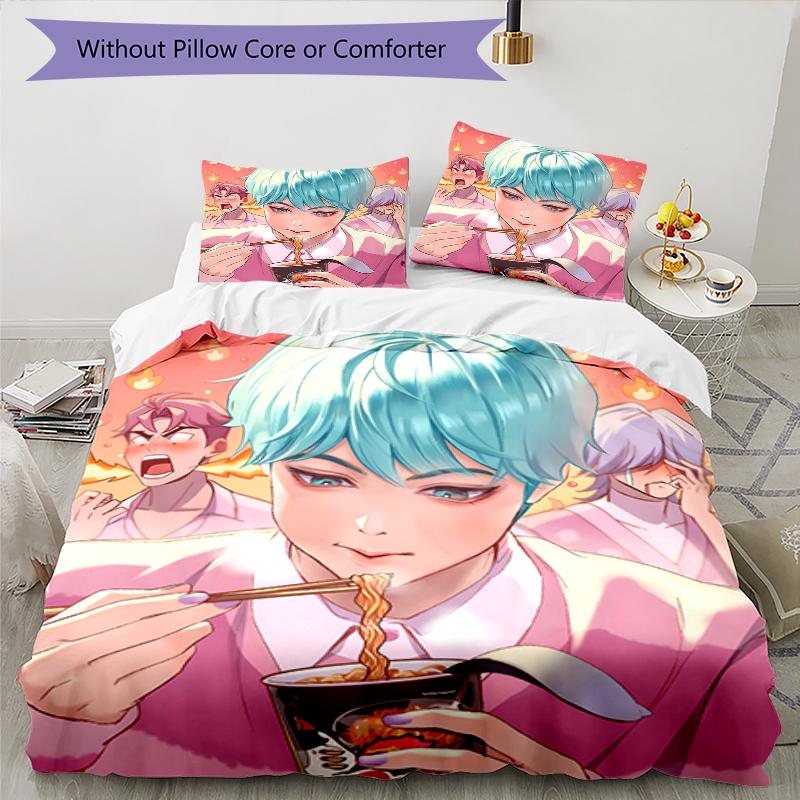 3pcs KPop Demon Hunters SAJA BOYS2 Design Cover Set - HD Printed Bedding with 1 Cover and 2 Pillowcases - Perfect for Home and Dorm Decor
