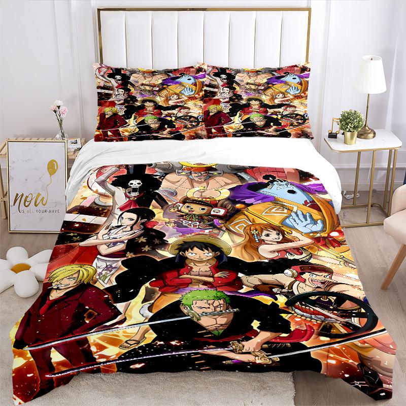 One Piece Adventure Print 3Pcs Bedding Setduvet Cover With 2 Bedropillowcase Home Birthday Gift
