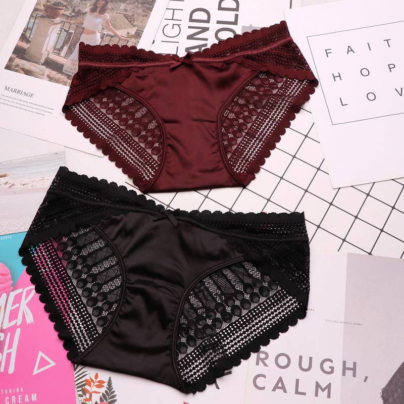 Nahtlose Damenunterwäsche, niedrige Taille, gekreuzte Spitzenhöschen, Damen-Dessous, Slips, atmungsaktive Baumwoll-Tangas, Höschen für Damen