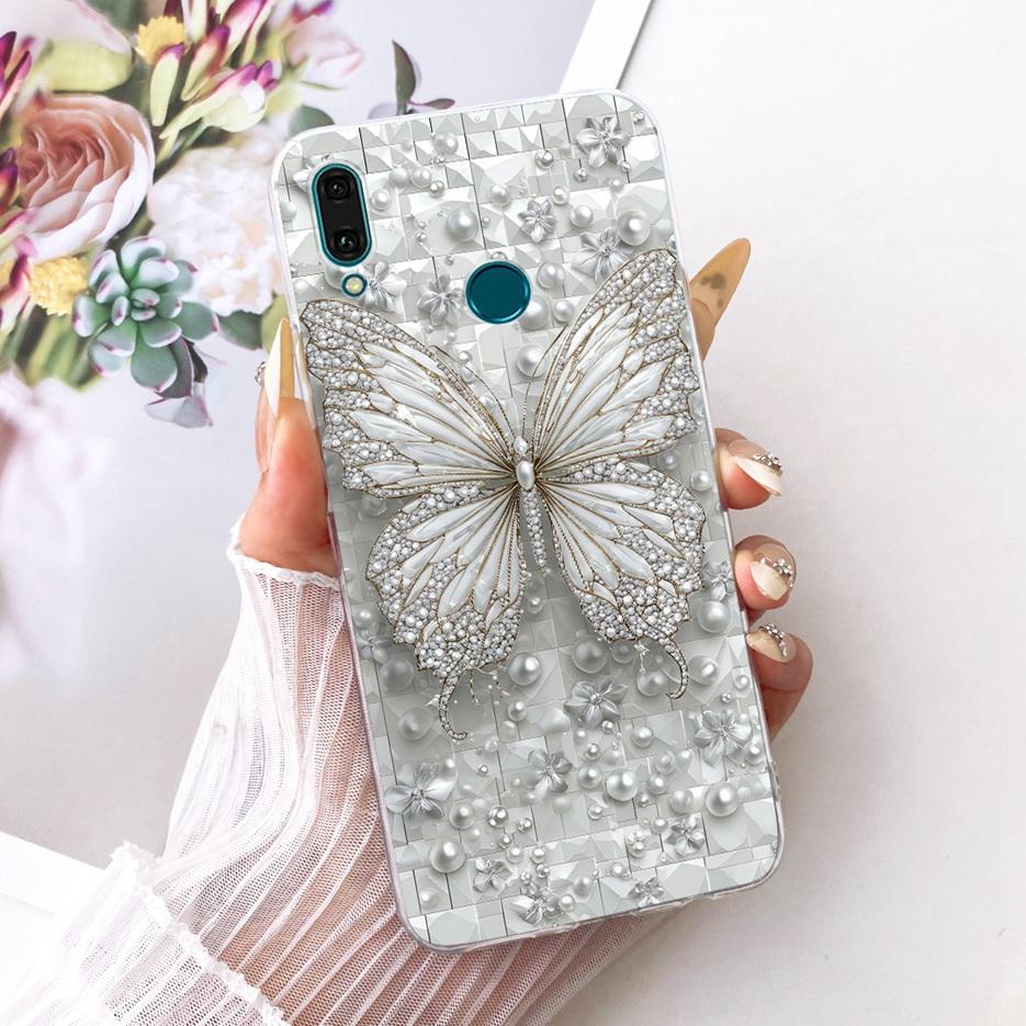 For Huawei Y9 2019 Case JKM-LX1 JKM-LX2 New Flowers Butterfly Painted Cover Soft Silicone Case For Huawei Y9s Y 9 s Y9 2019 Bags