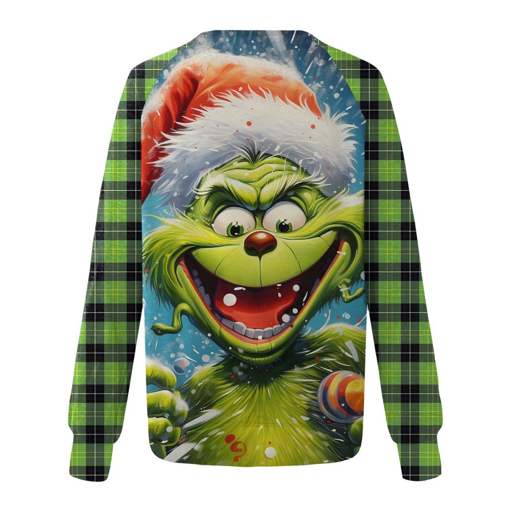 Damenmode, lässig, Rundhalsausschnitt, Langarm, Weihnachtsdruck, Raglanärmel, Sweatshirt-Oberteil
