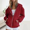 Lady Coat Hooded Warm Sweatshirt Stylish Pockets Pure Color Spring Hoodie for School