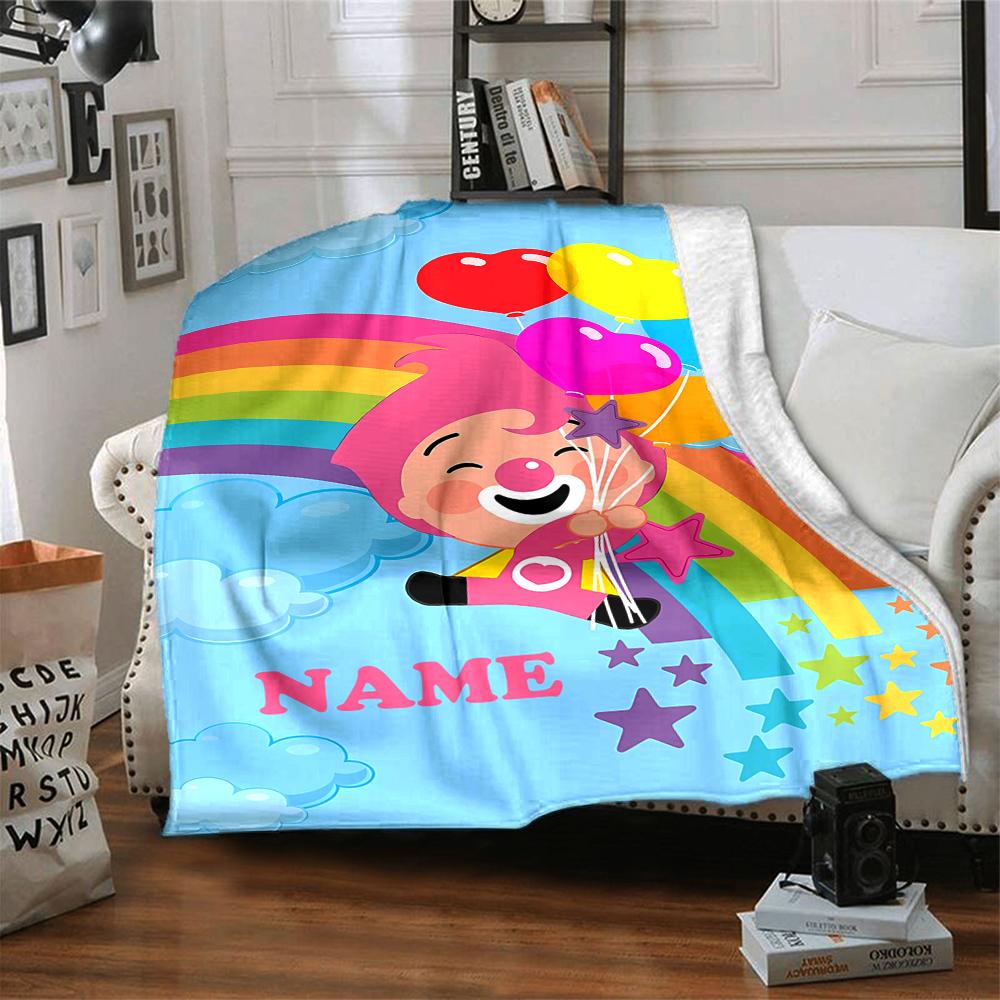Coperta Stampata a Tema Plim Plim con Nome Personalizzabile - Perfetta per Divano, Letto, Viaggi e Uso Esterno | Lavabile in Lavatrice, Accogliente e Durevole.