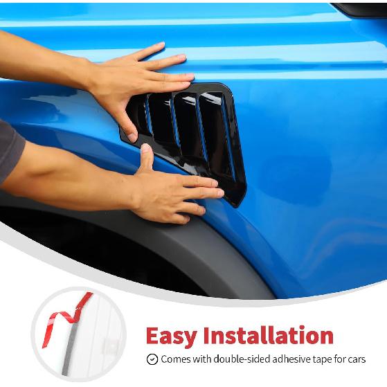 Linskip Kotflügelentlüftungs-Zierleisten-Set für 2021-2024 2026 Ford Bronco Standard, Kotflügelentlüftungsabdeckungen für Bronco 2/4-türige Zubehörteile Glänzend Schwarz