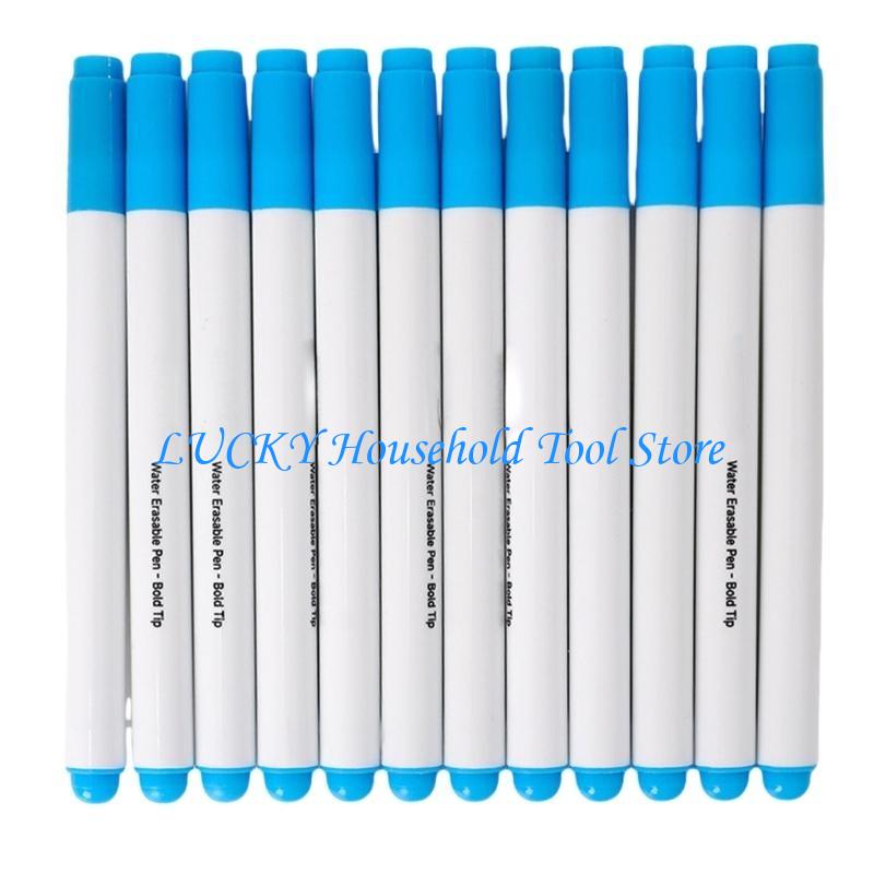J0MC 12x/Set Fabric Marker Pen Temporary Marking Pen Water Soluble Pen Washable Fabric Marker for Quilting