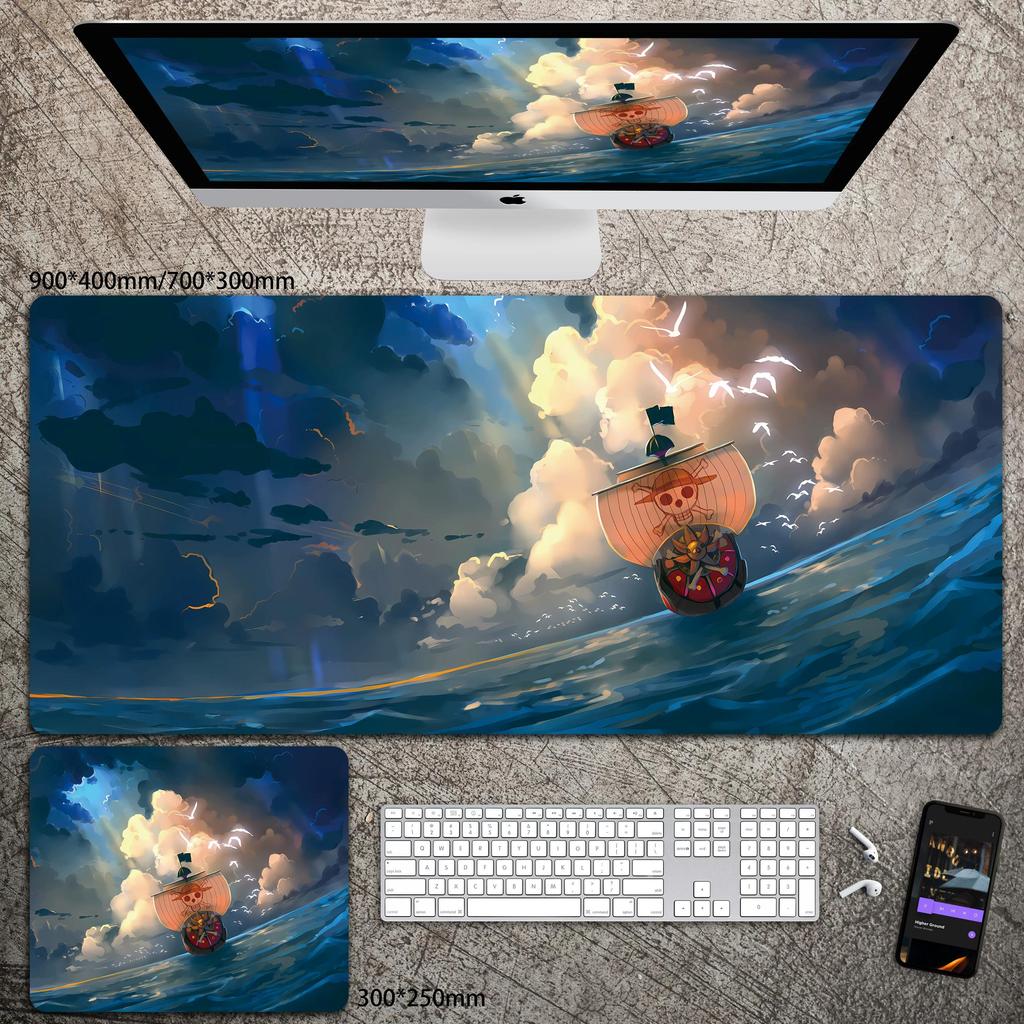 High Definition ONE PIECE Leather Mouse Pad Oversized Boys Animation E-sports Game Keyboard Pad Luffy Computer Desk Pad Non-slip Waterproof Mouse Pad