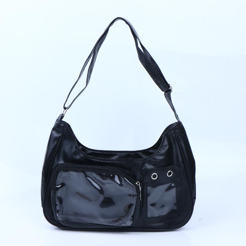 Market-6 Harajuku Schoudertas Dames Koreaanse Transparante Ita Tas School Crossbody Tas Vrouwelijke Japanse Ontwerper Preppy Handtas Portemonnee zwart