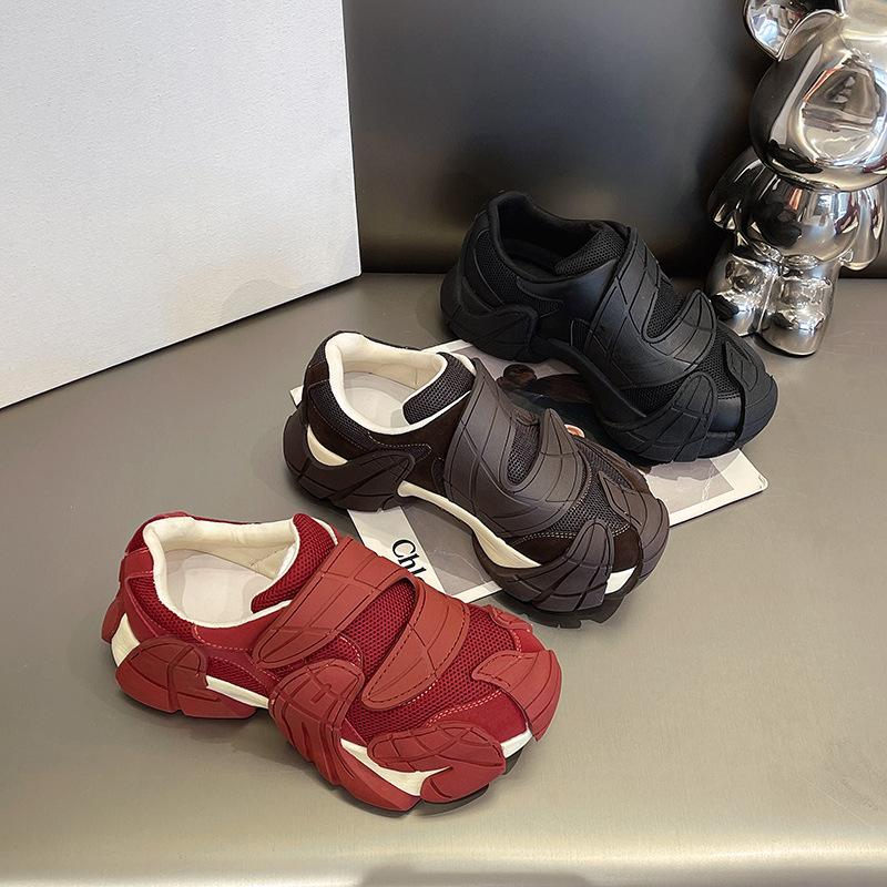 Velcro platform mesh shoes women's autumn new fashionable versatile non-slip breathable sports and leisure shoes