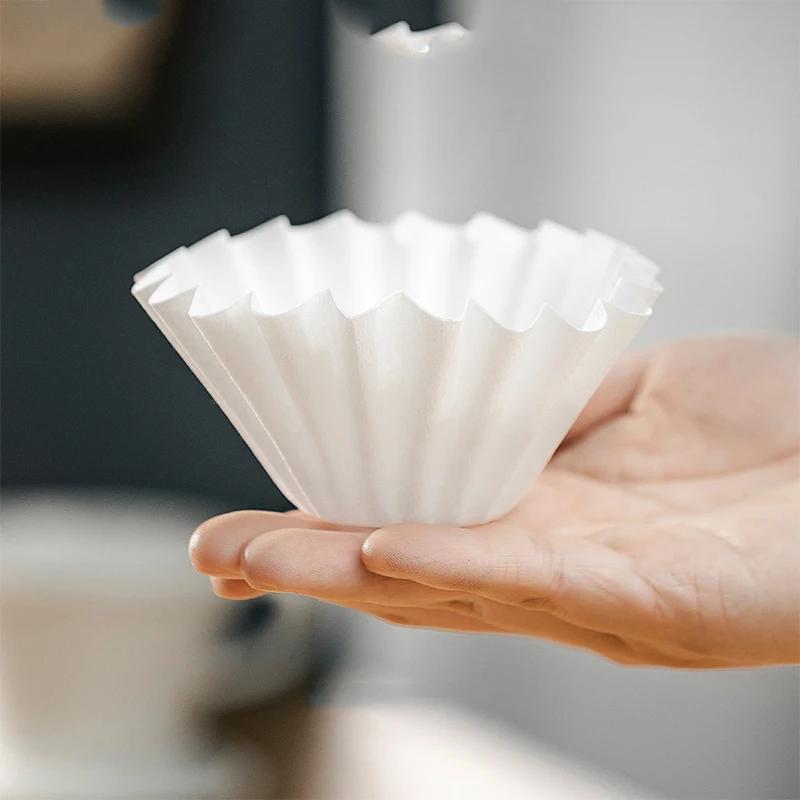 50pcs-White Coffee Filters Single Serving Paper for Coffee Machine 155*45mm White Filter Paper Cake Cup Coffee Paper Bowl