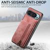 For Google Pixel 9 Pro XL Case with Card Holder Retro Leather+TPU Zipper Phone Cover