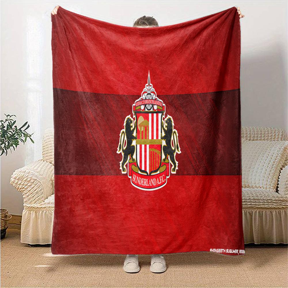 Sunderland football Flannel Blanket, Soft Polyester, Modern Design, All-Season for Camping, Travel, Gifts for holidays or birthdays