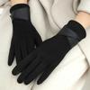 Women's Sueded Gloves with Fleece Lining for Warmth and Stylish Fashionable Bowknot Cuffs Hand Gloves for Daily Use