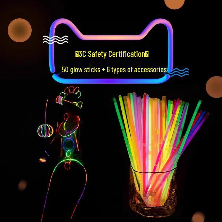 Fluorescent Glow Stick Bracelet: Attaches To Clothing, Perfect for Kids' Parties, DIY Activities, and More