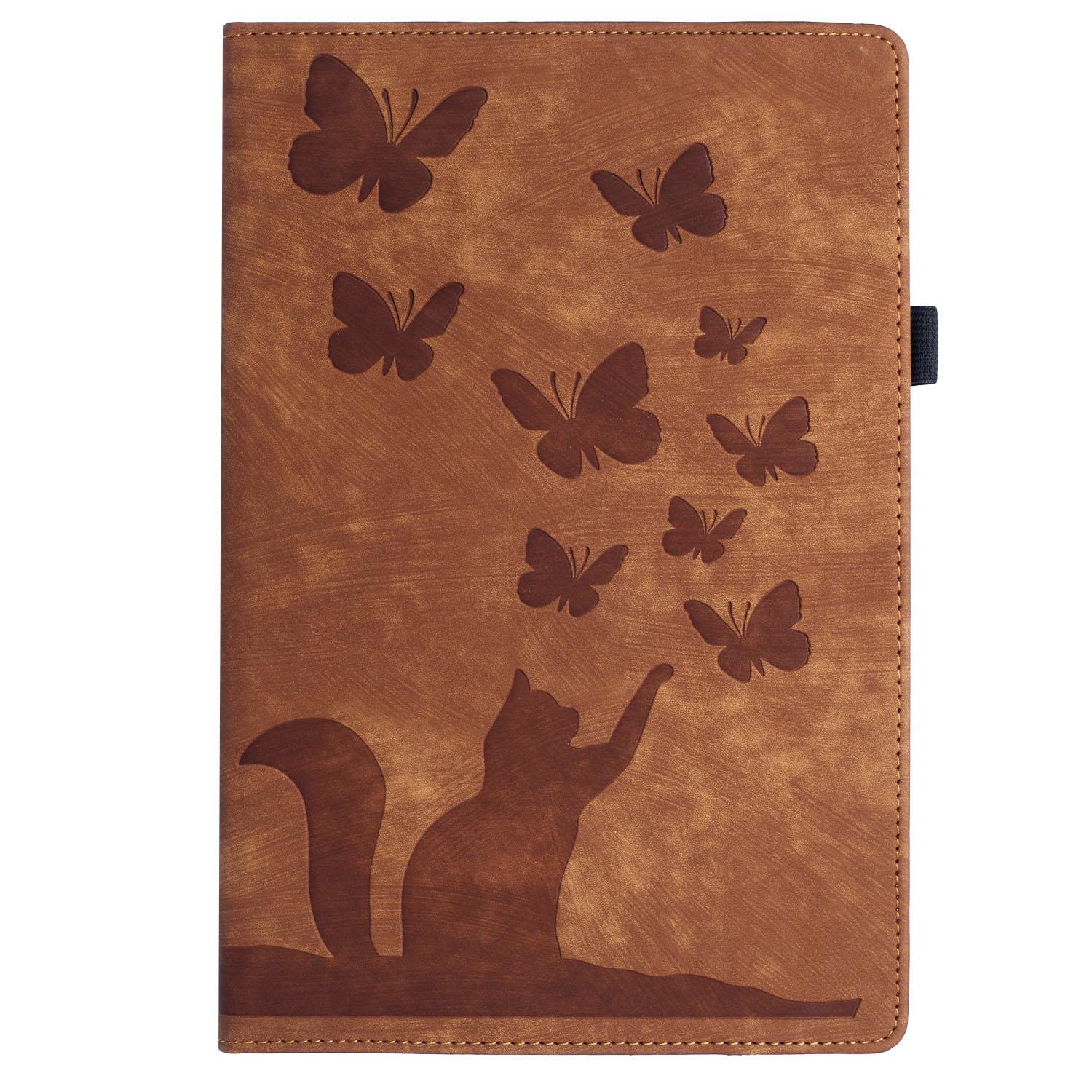 

Cute Cat Leather Wallet Cards Solt Case for IPad Pro 11 2022 10.9 10th 10.2 10.5 Air 1 2 9.7 2018 MINI 3 Emboss Butterfly Cover iPad Pro11 2021 коричневий