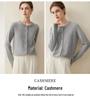 Lekasha 100% Pure Cashmere Knitted Round Neck Cardigan for Women