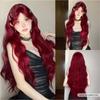 Red Loose Wavy Synthetic Wigs Long Curly Wig with Bangs Red Hair for Party Daily Heat Resistant Fiber Wig