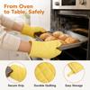 Quilted Cotton Oven Mitts Heat Resistant Anti-Scalding Microwave Oven Gloves Non-Slip Hanging BBQ Baking Gloves Kitchen Cooking