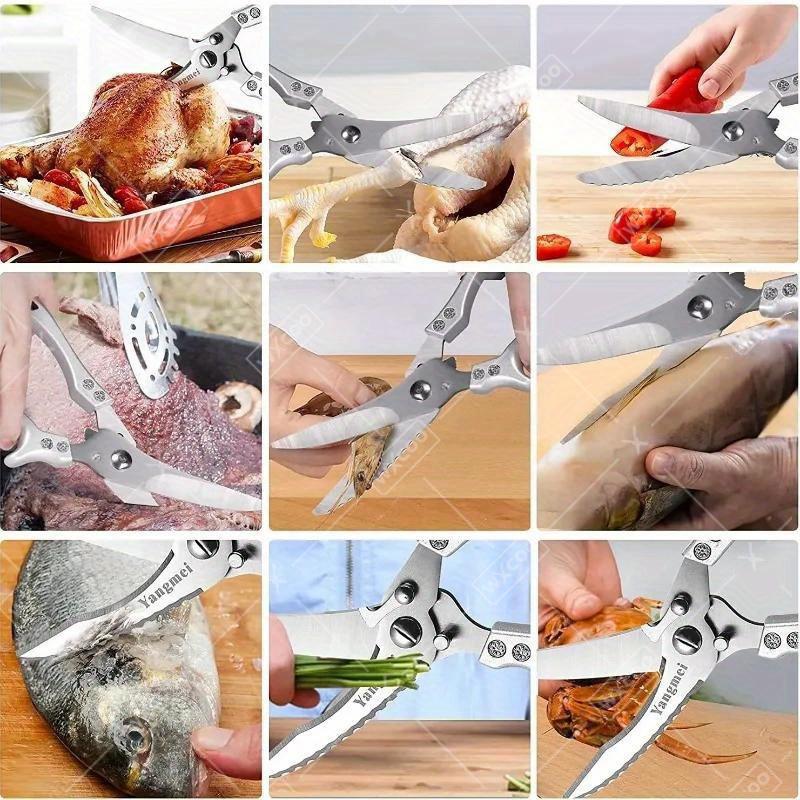 1 PC/3 PCS Stainless Steel Ultra-Sharp Kitchen Scissor for Meat Poultry Fish Cooking Boning Knife Tool