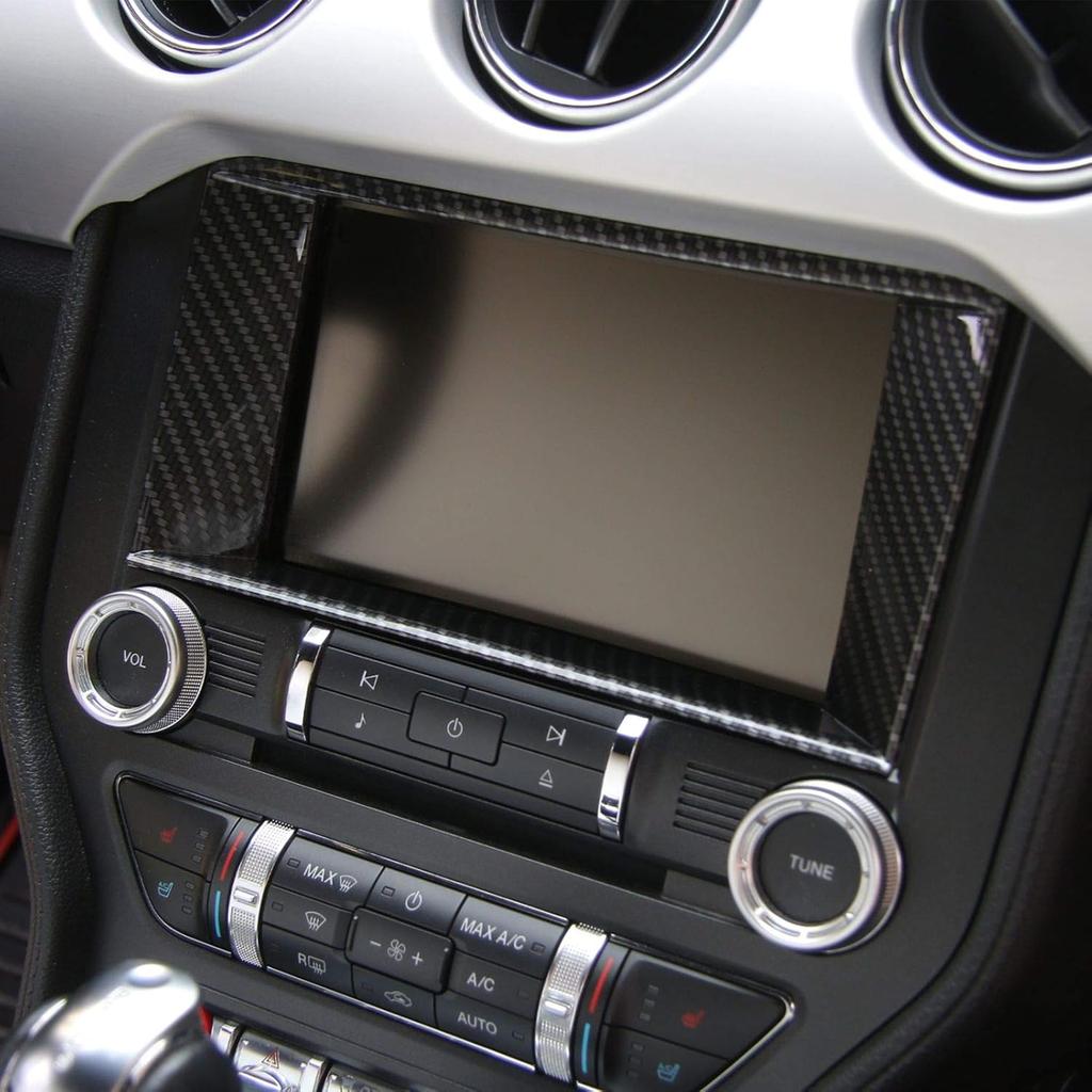 RT-TCZ Carbon Fiber Dashboard GPS 8-inch Navigation Panel Frame Bezel Trim Cover Interior Accessories for Ford Mustang 2015 2016 2017 2018 2019 2020