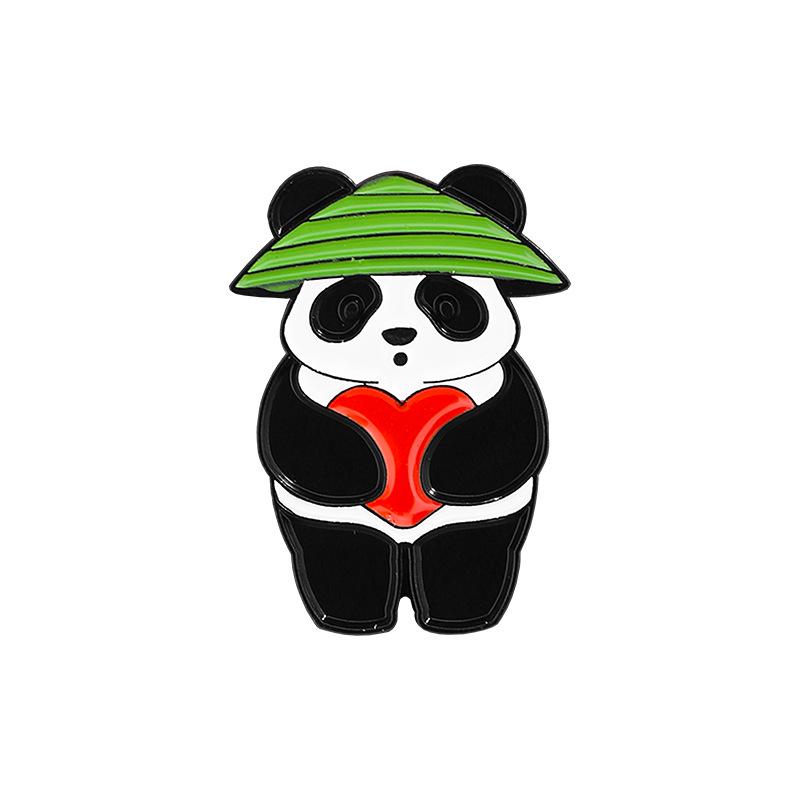 Panda Mom Hugging Baby Panda Brooch with Butterfly Wings