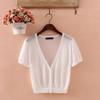 Outerwear Jerseys Summer Cardigan Women Cropped Blouses Korean Fashion Style Cute V-neck Women's Coat Black Bolero Woman Basic