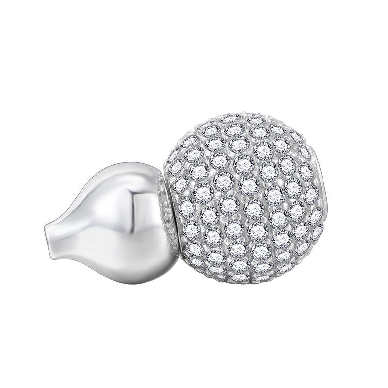 

S925 Sterling Silver Rotating Gourd Beaded Bracelet Necklace End Clasp Large