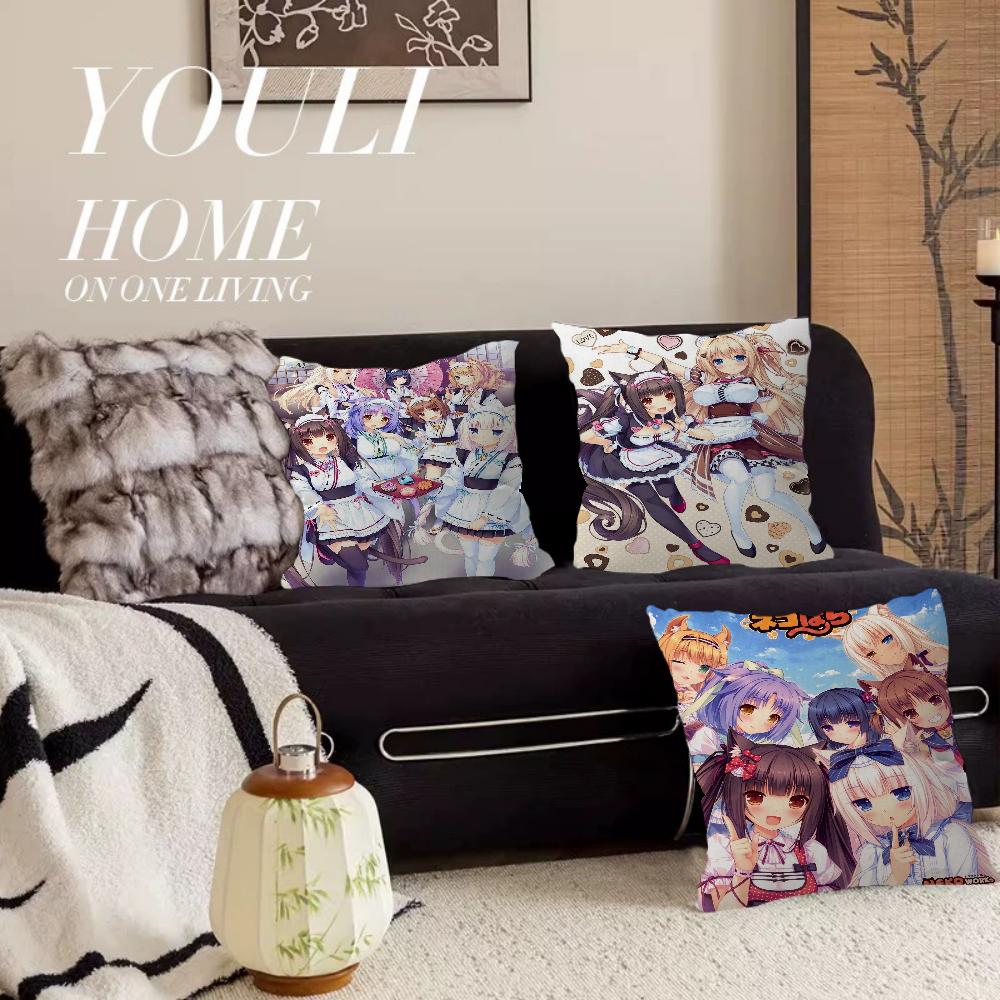 Nekopara Neko Anime Pillow Cover Design cushion Cover decor Holiday Decorati