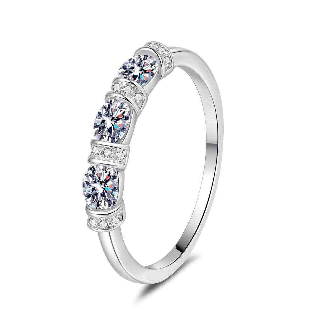 Yin Baichuan D-Shaped S925 Sterling Silver Moissanite Ring for Women - Versatile, Exquisite, Perfect Gift