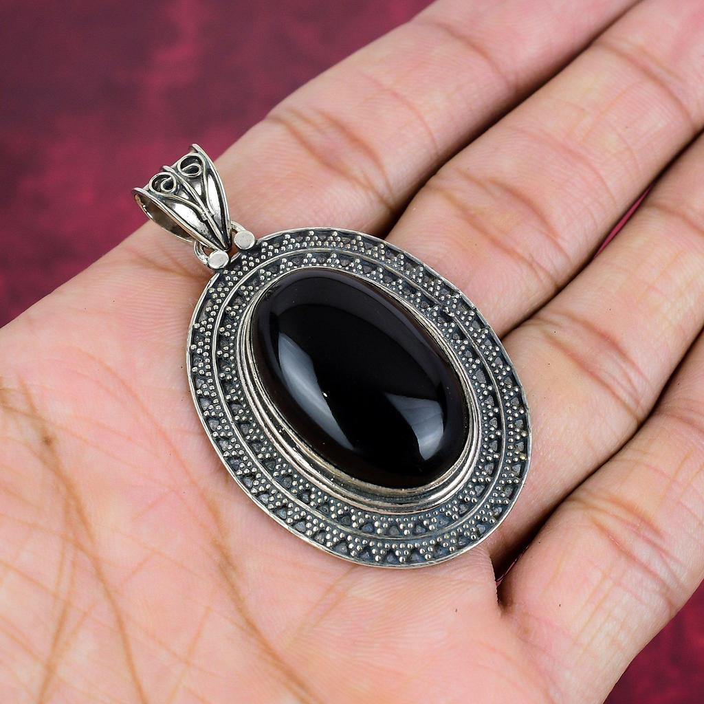 Black Obsidian Awesome Pendant, 925 Solid Sterling Silver Jewelry, Handmade Gemstone, Decent Jewelry For Women