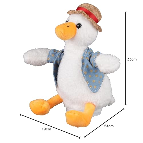 Kiyoraka OK-A01 "Flapping Duck" - A Cute Plush Toy That Repeats What You Say and Shakes Its Head, White