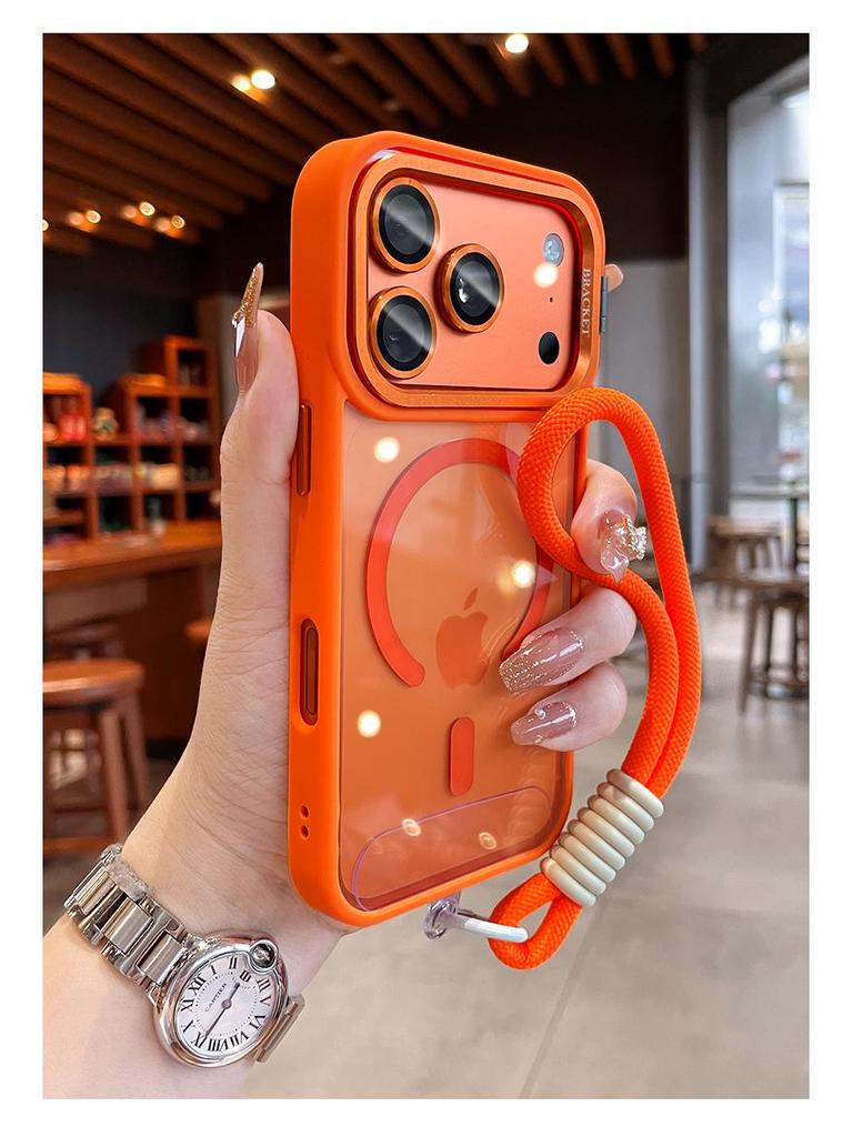 Magnetische Acryl iPhone 17 Linsenhalter Hülle mit Lanyard