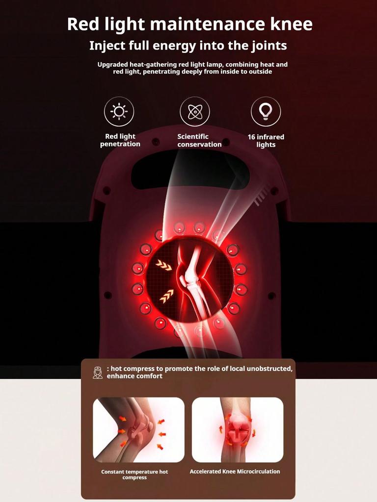 Adjustable Knee Massager with Heat & Red Light Therapy - Ideal for Cold Legs & Joint Comfort At Home