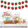 TSJ Strawberry Banner Garland Decor Glitter Berry Hanging Decorations Strawberry Themed Party Favors for Birthday Party Baby Shower