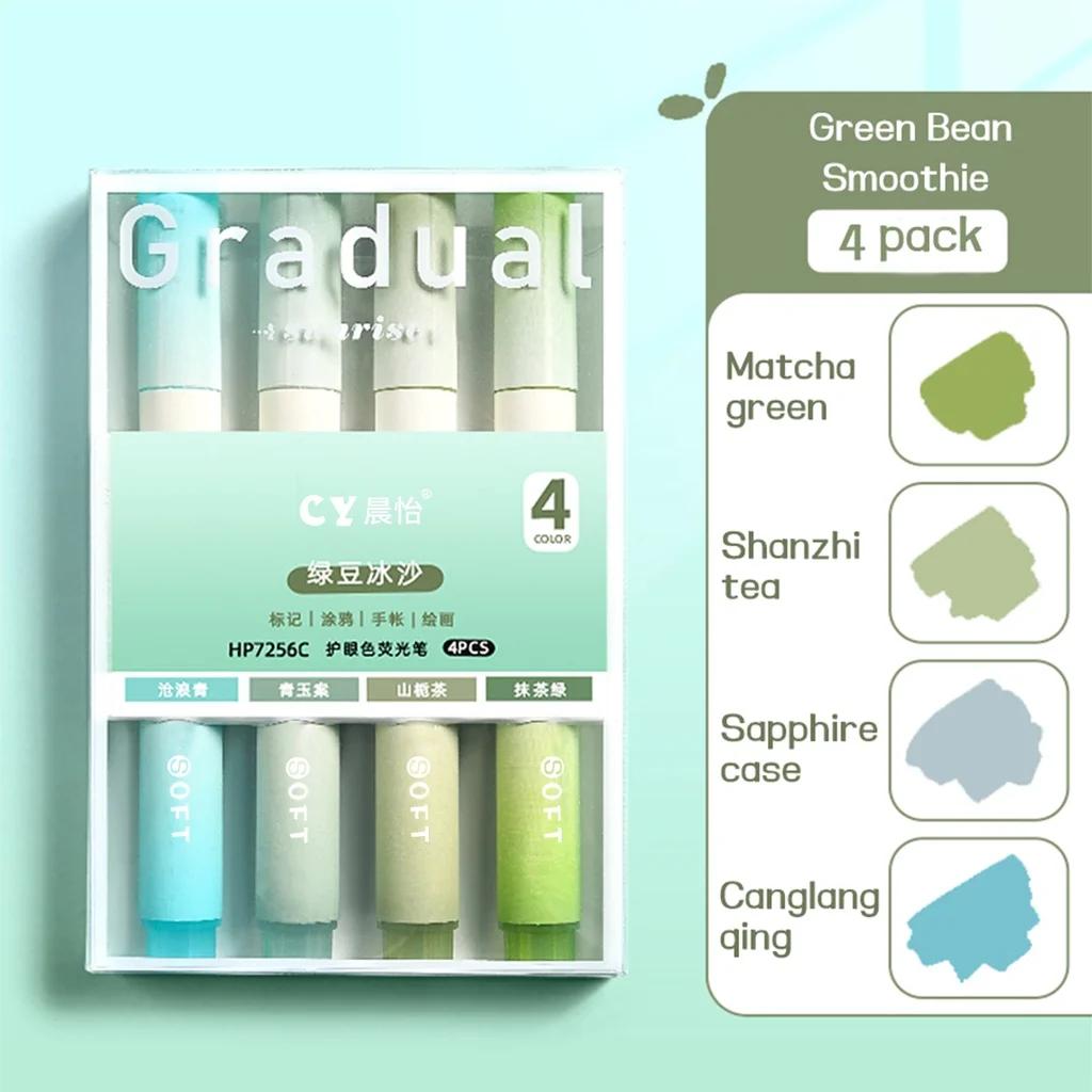 4 PCS Colored Highlighter Pens Set Kawaii School Supplies Marker Pens Cute Korean Stationery