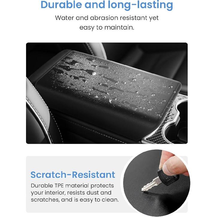Center Console Non-Slip Armrest Cover – Specifically Designed For The New Tesla Model Y 2025 2026 Refresh (Juniper) And Tesla Model 3 Refresh